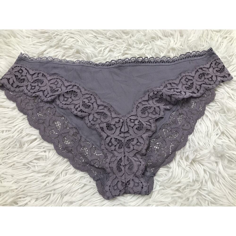 VICTORIA'S SECRET Body by Victoria Purple Smooth & Lace Bikini Panties Sz Lg